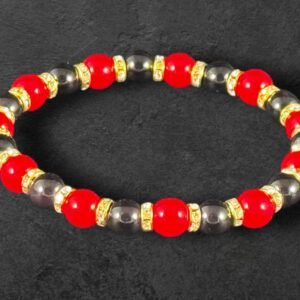 red-and-black-glass-beads-with-gold-crystal-rhinestone-stretch-bracelet